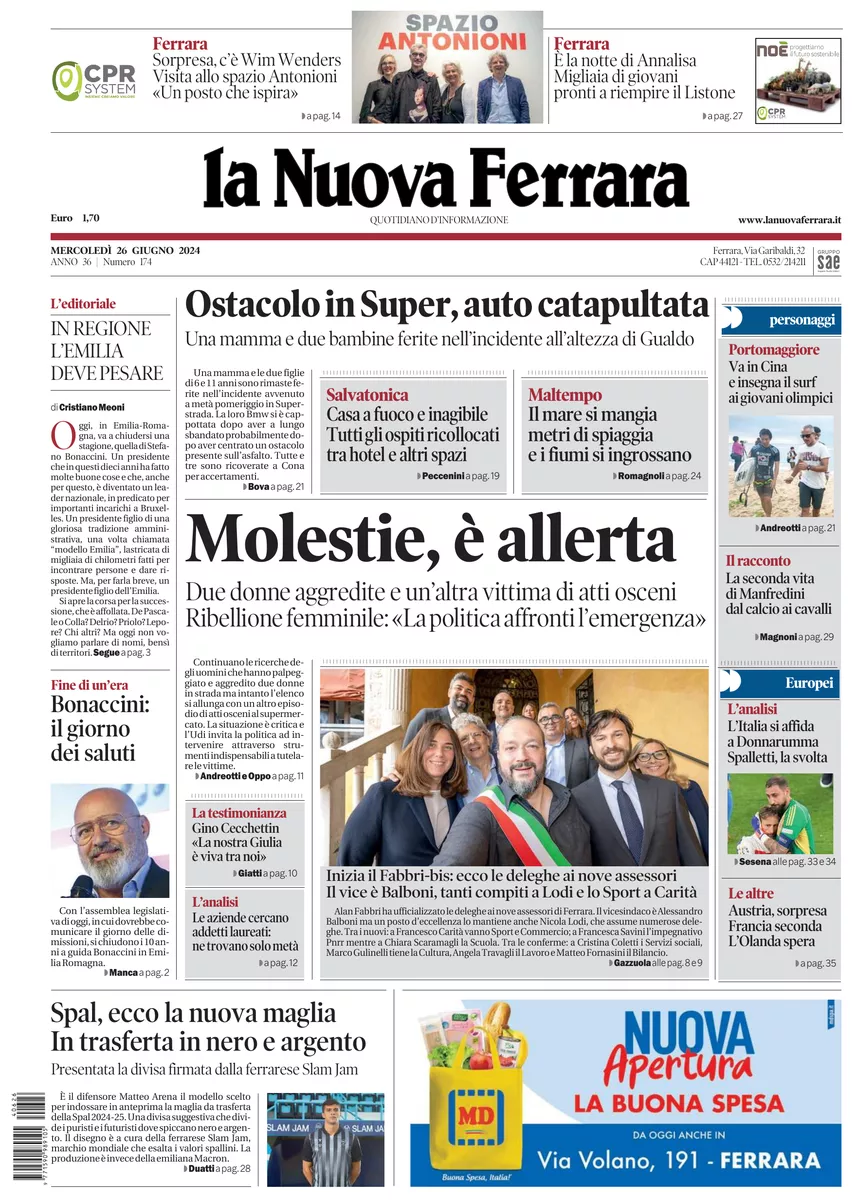 Prima-pagina-nuova ferrara-oggi-edizione-del-2024-06-26